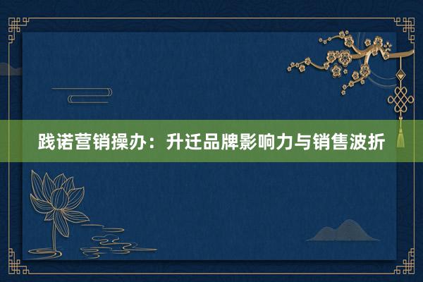 践诺营销操办：升迁品牌影响力与销售波折